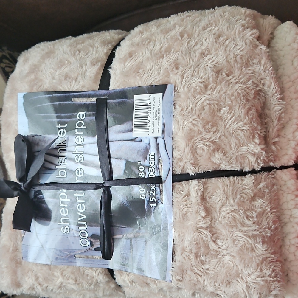 Sherpa Blanket Plush Reverse To Sherpa Throw Beige